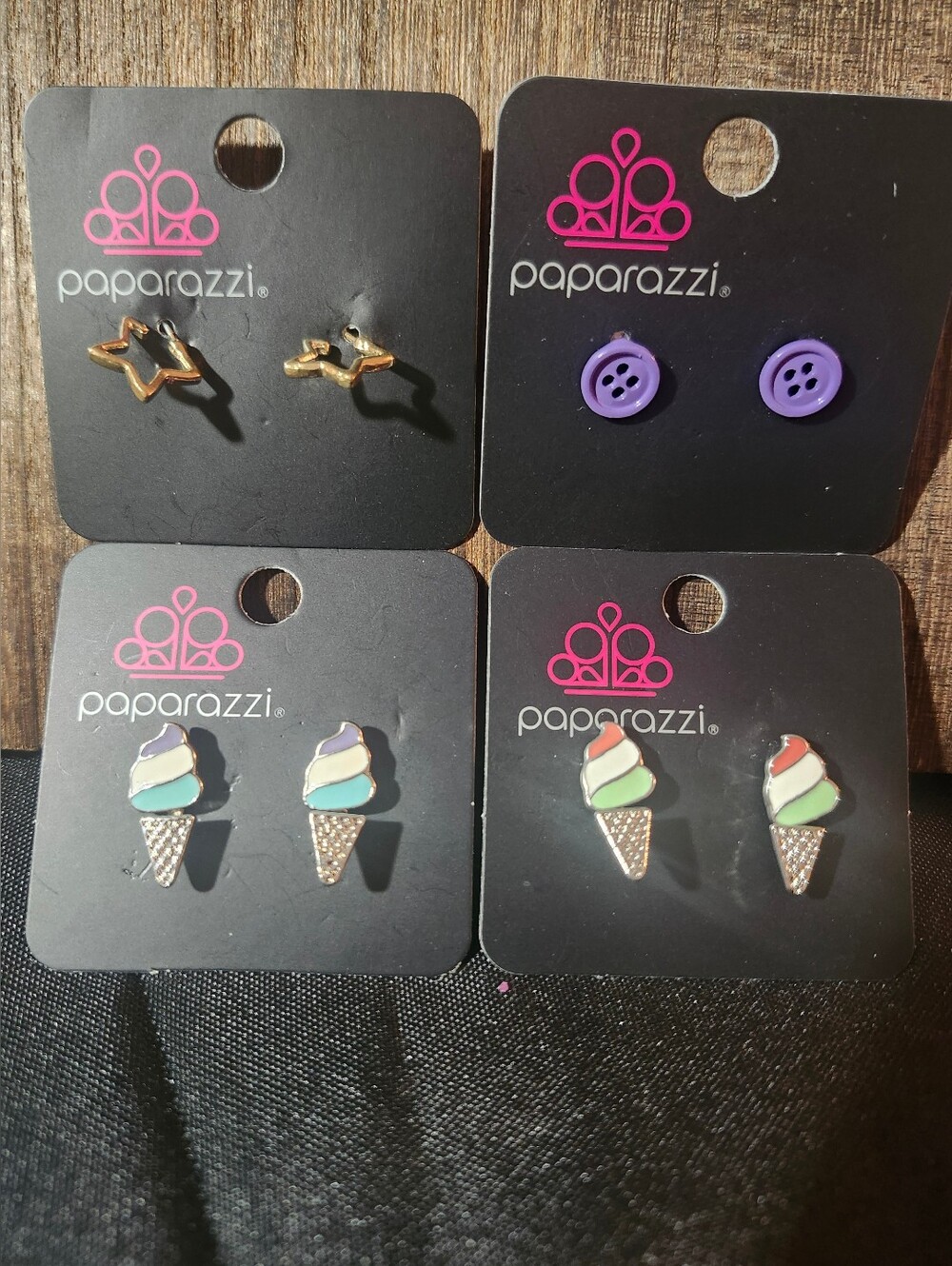 Paparazzi Purple Button, Gold Star & Pastel Ice Cream Earring Sets